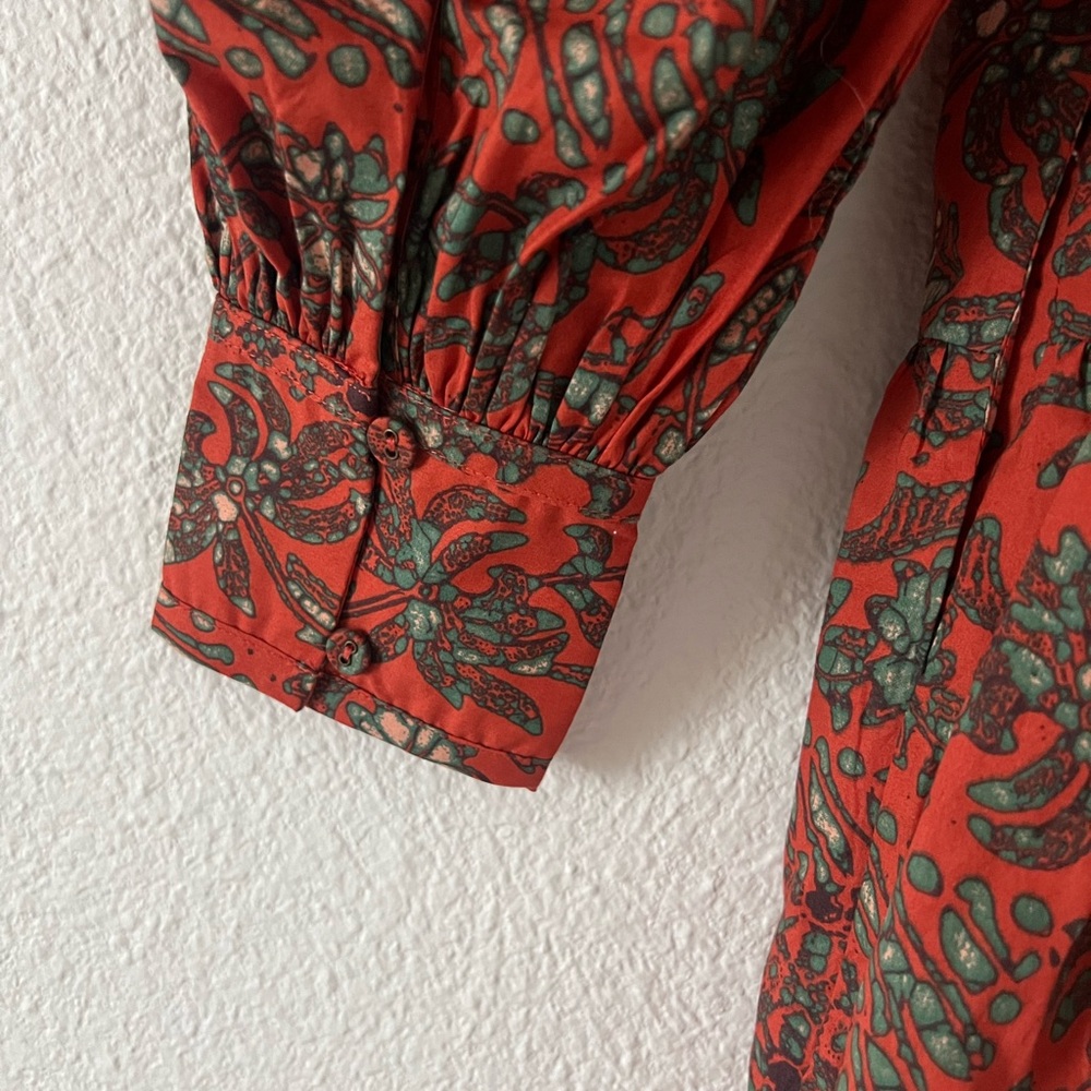 Ulla Johnson Rust-Paisley Long-Sleeve Tiered Mini Dress - Picture 6 of 9